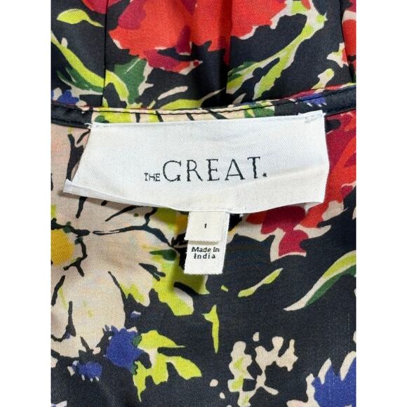 The Great. Brook Hidden Garden Floral Satin Midi Dress Size 1/S - Picture 7 of 8